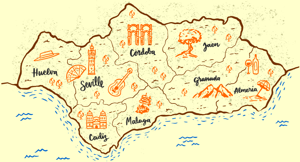Mapa de Andalucía diseñado por Freepik